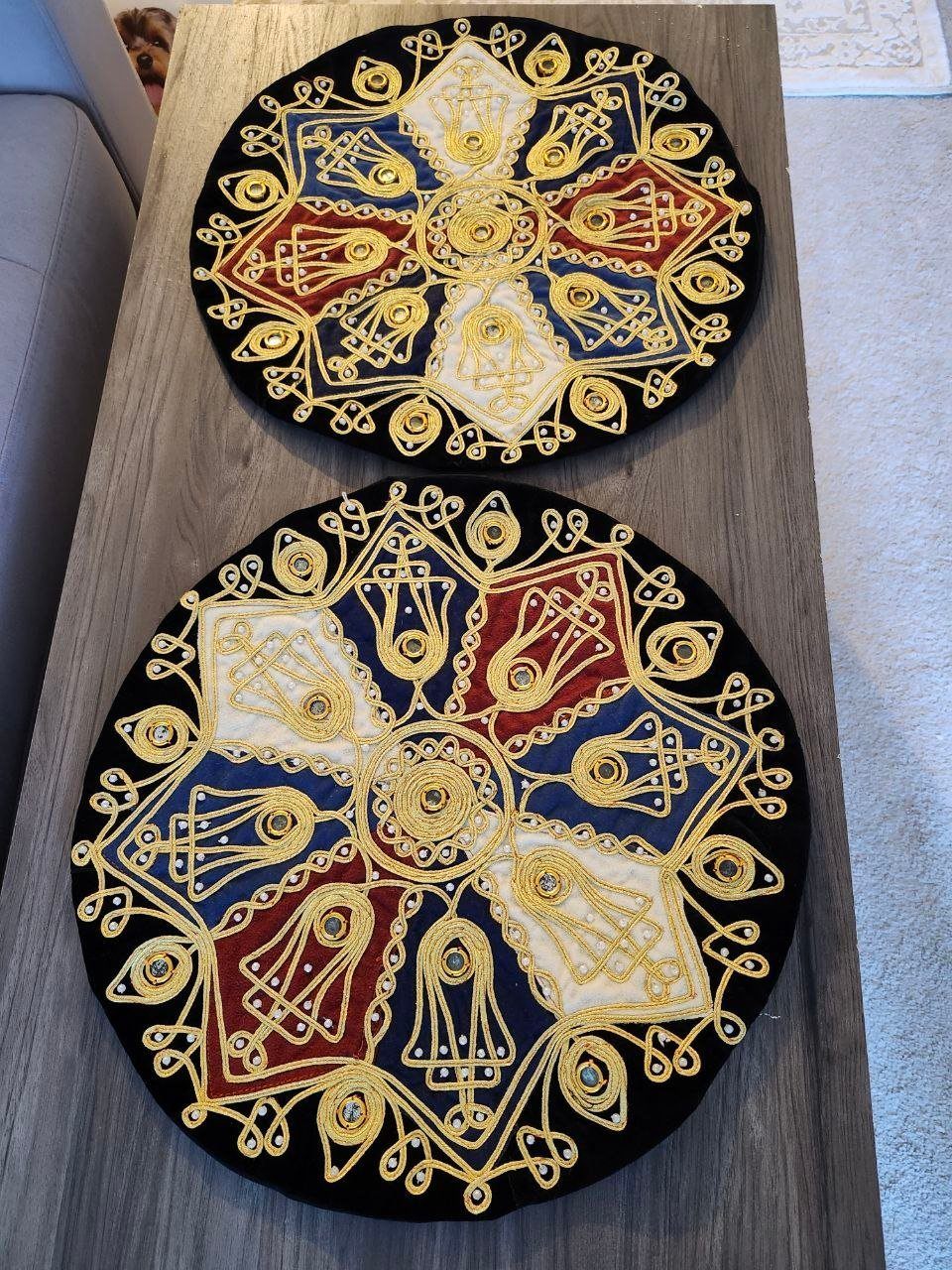 Handmade Embroidered Round Cushions – Set of 4 - photo 4
