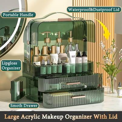 New Large Makeup Organizer Box with Transparent Lid