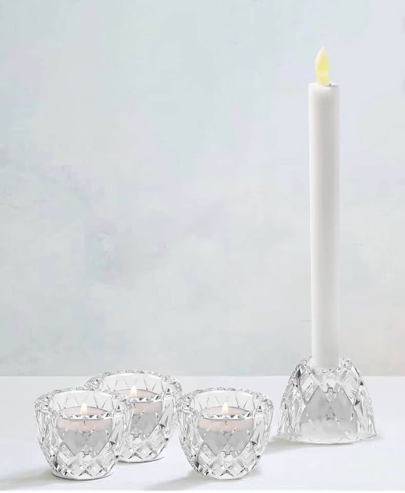 Diamond 2-in-1 Glass Candle Holders – 4 Pack | Candle Holder / - photo 2