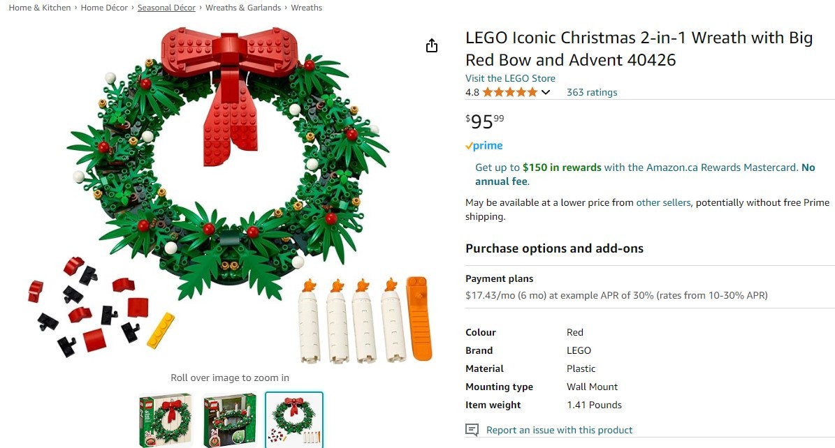 LEGO Iconic Christmas Wreath 2-in-1 (40426) - Brand New - photo 3