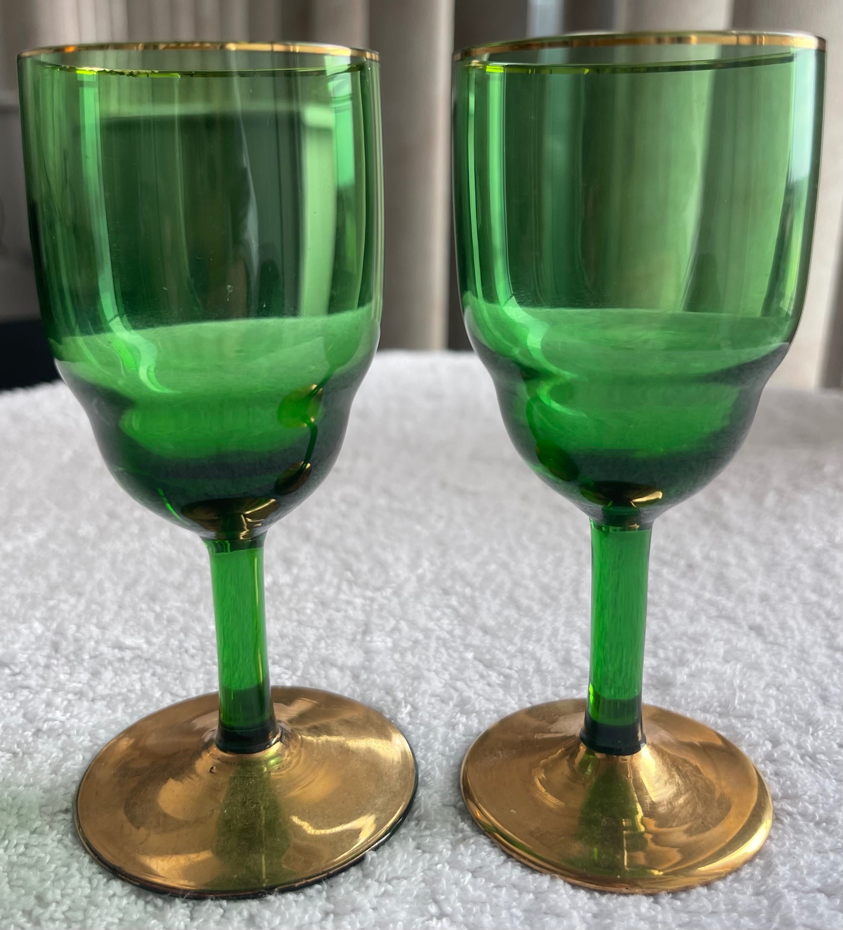 Vintage MCM Emerald Green & Gold Decanter Set - photo 5