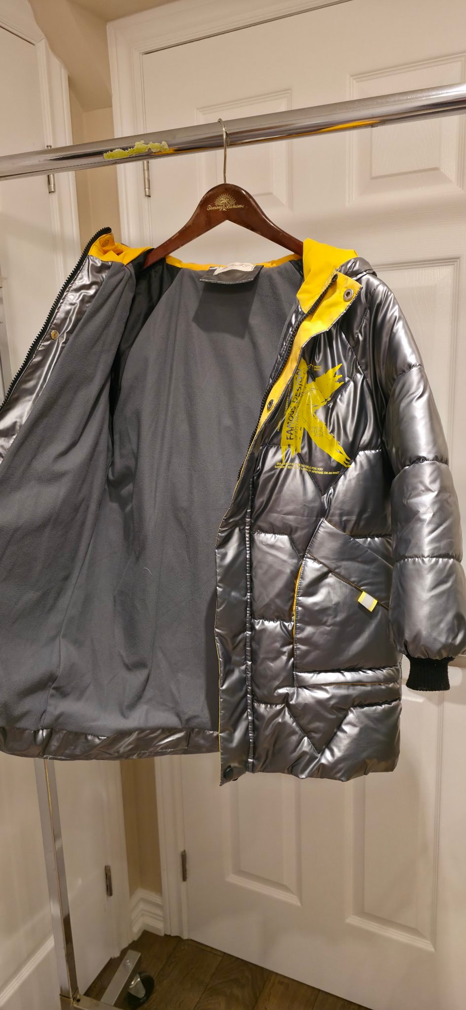 Kids JinPinFJ silver metallic puffer jacket size L - photo 3