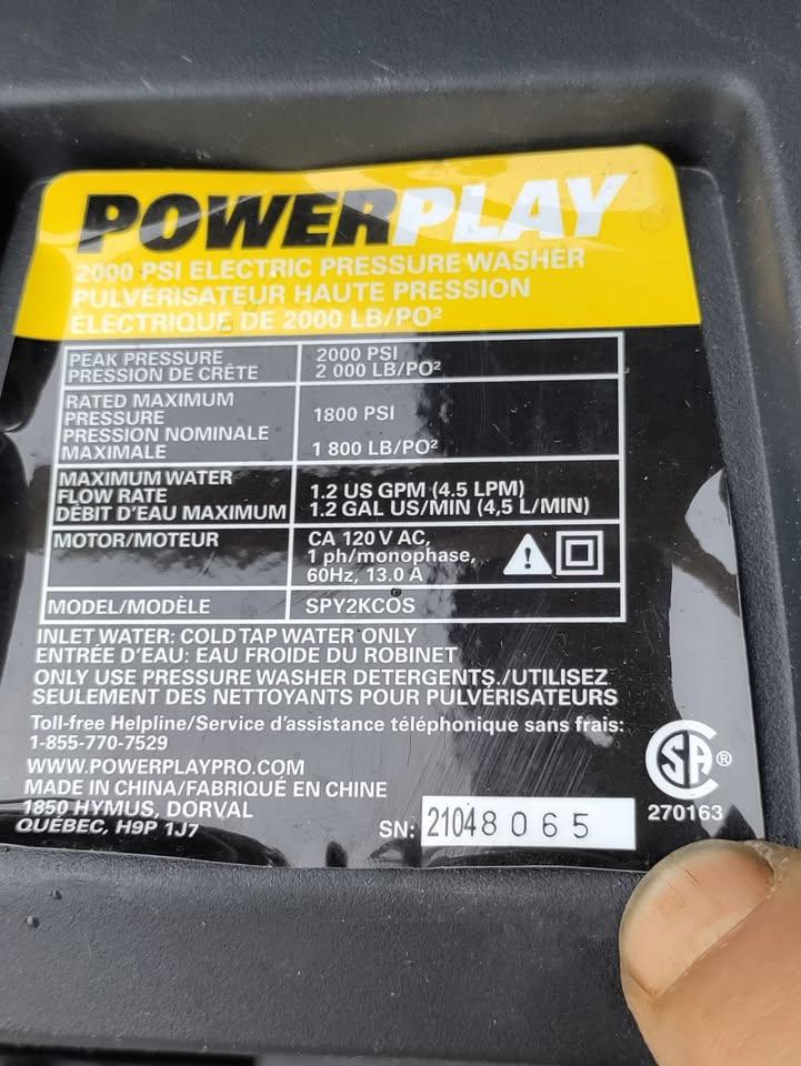 Electric Pressure Washer, Powerplay 2000 PSI 1.2 GPM 13 Amp - photo 5