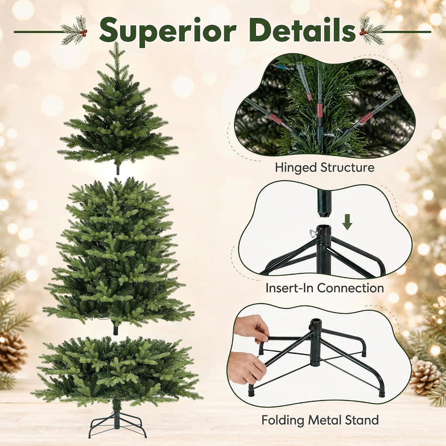 COSTWAY 7 FT Pre-Lit Christmas Tree 11 Lights Mode Remote