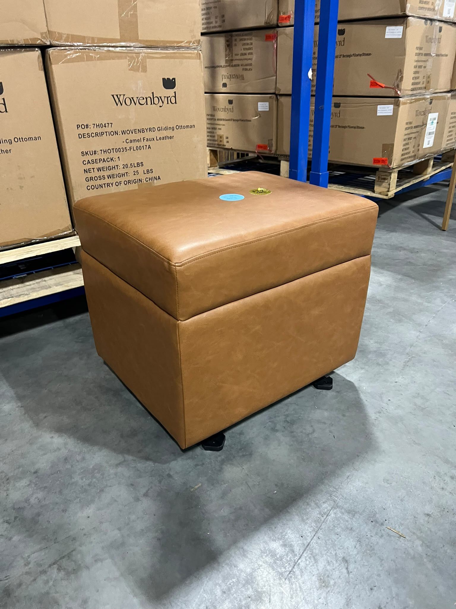 Gliding Ottoman $69 🛋️ Brand New – Camel Faux Leather - photo 4