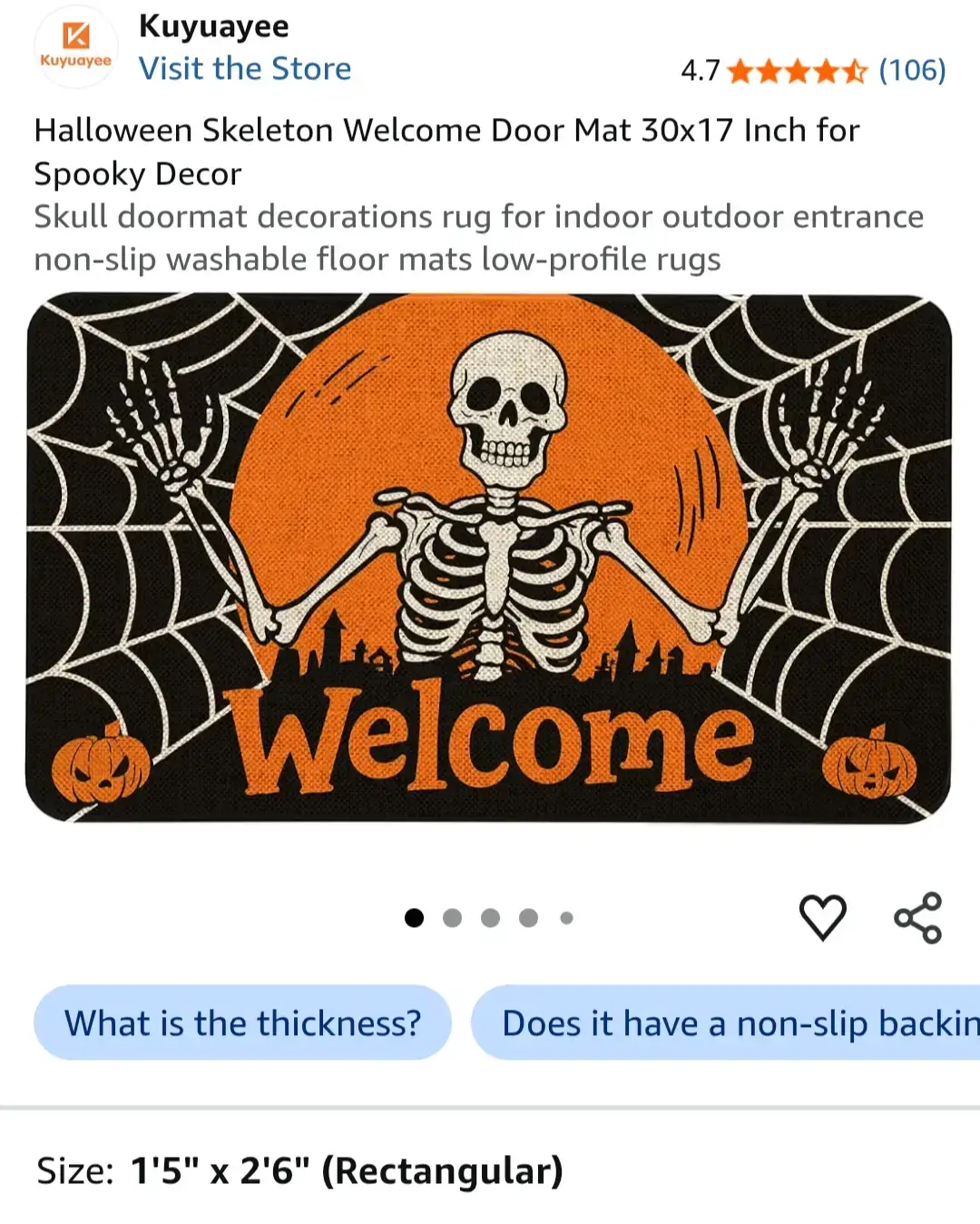 Kuyuayee Halloween Skeleton Welcome Door Mat