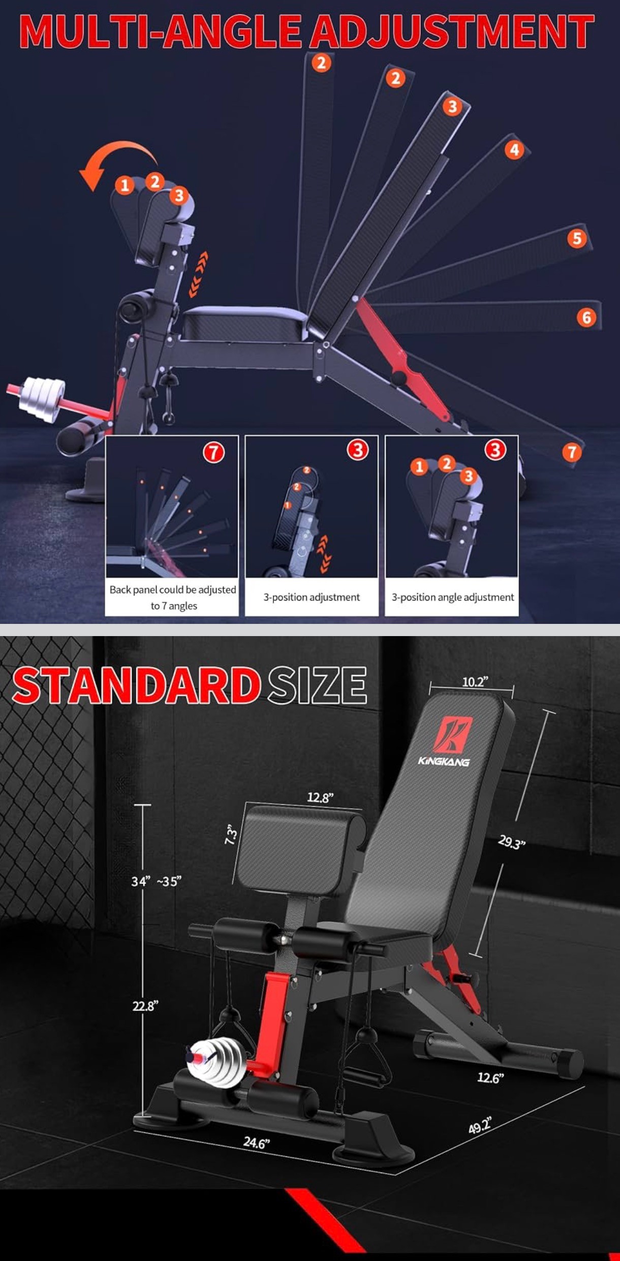 Adjustable Workout Bench Foldable Incline Decline Load 500LBS - photo 3