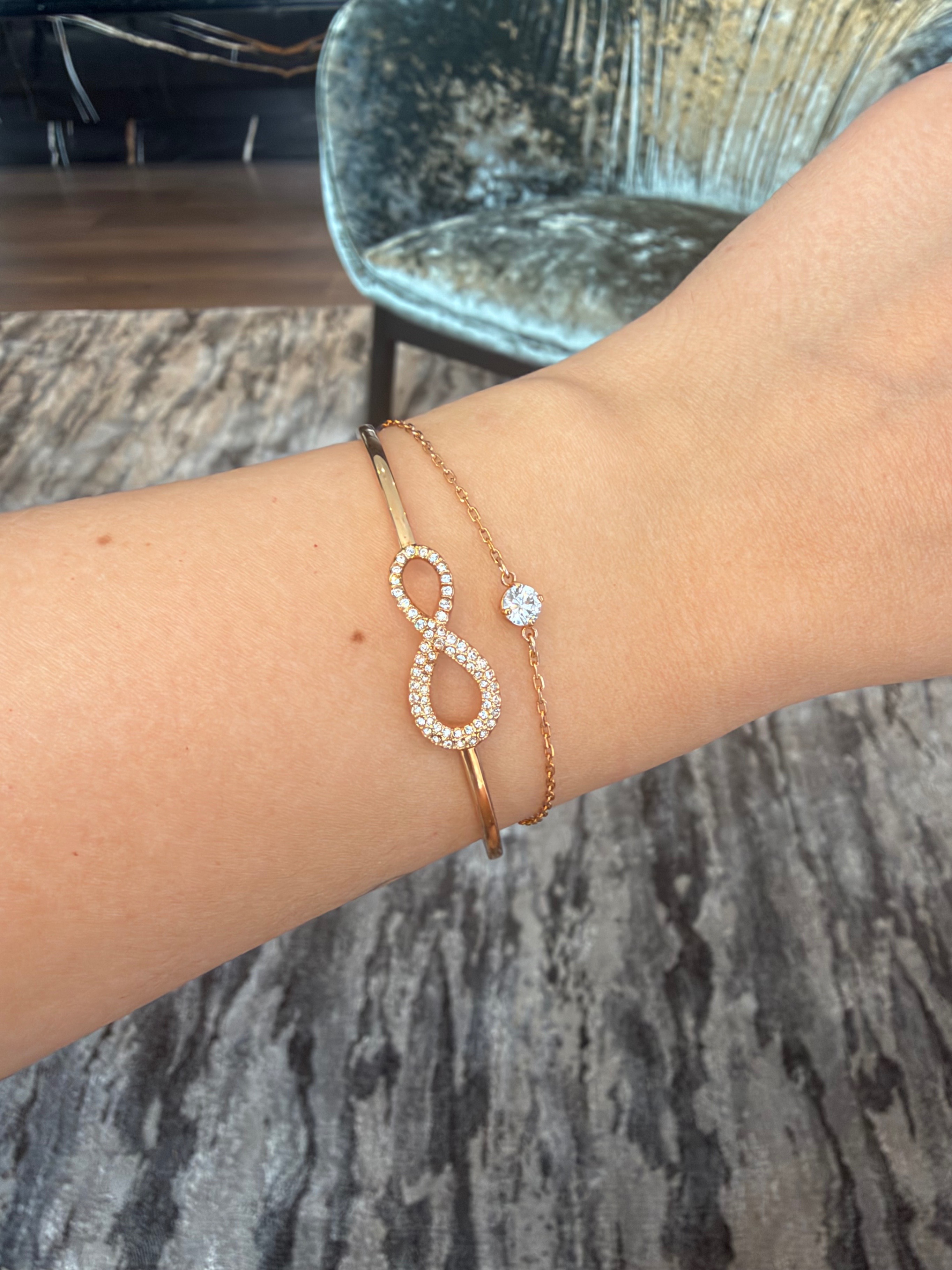 Swarovski Infinity Bangle Bracelet, Rose Gold Tone