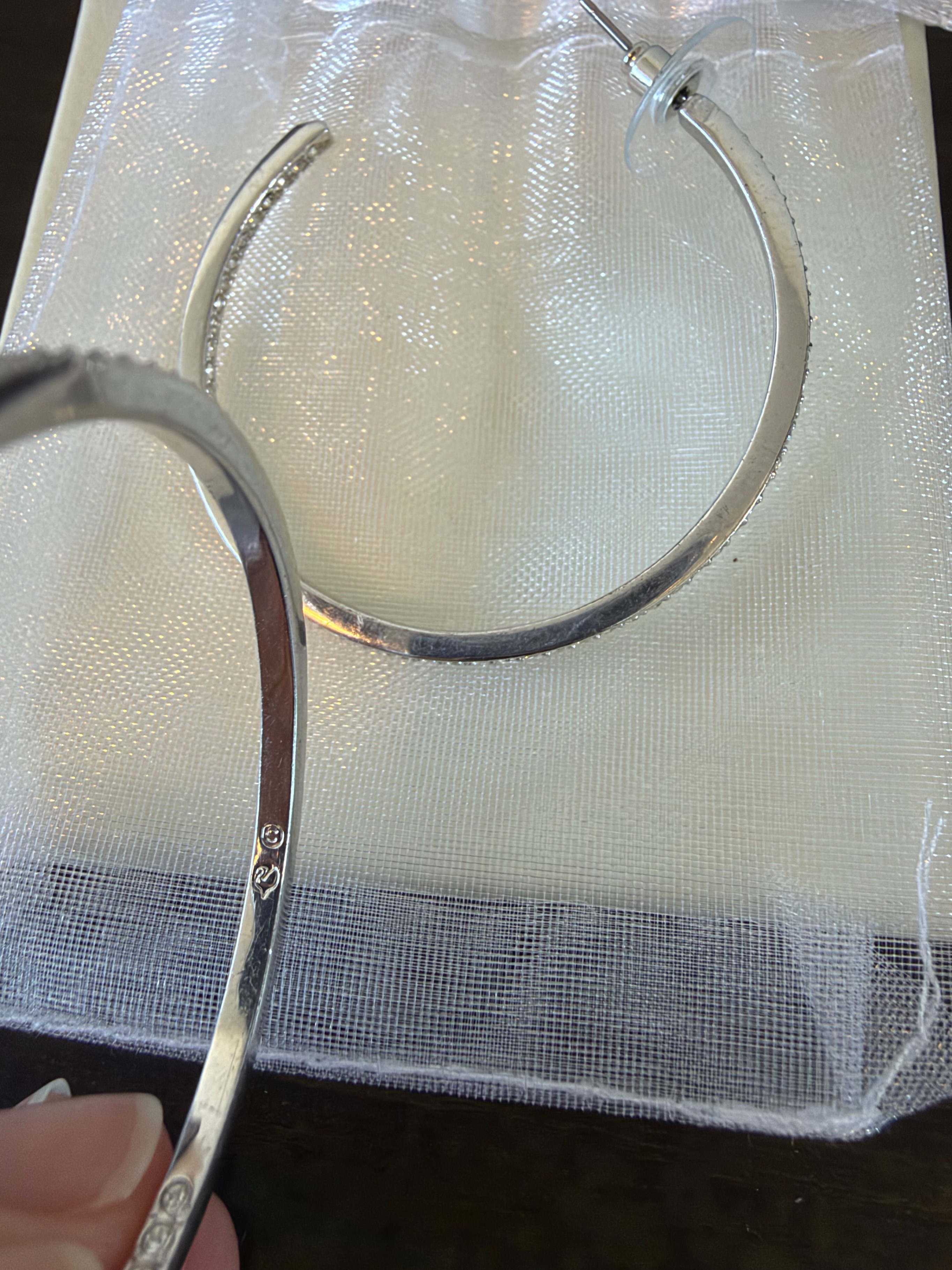 Swarovski Pave Hoop Earrings Silver Tone - photo 5