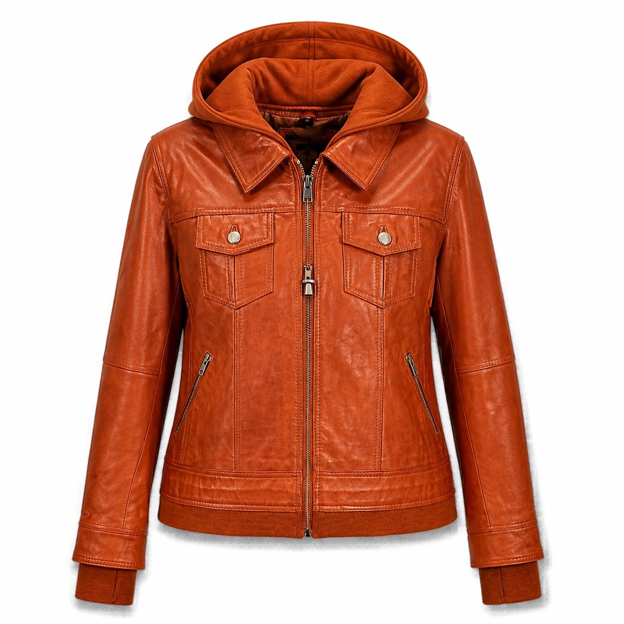 JKT-048 — Women's Tralee hooded leather jacket — brand new XL