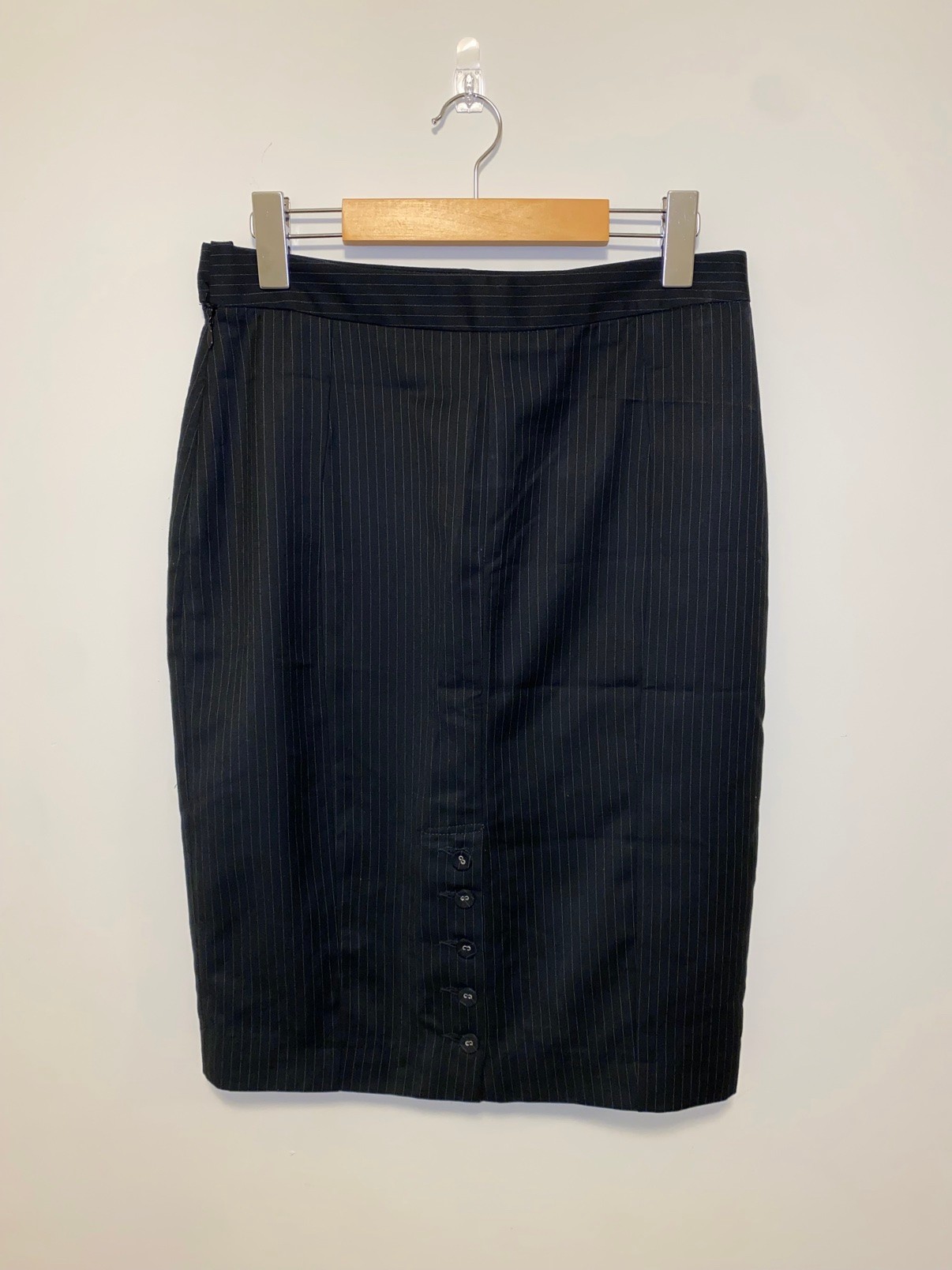 Van Heusen Black Pinstripe Pencil Skirt, 30" Waist - photo 3