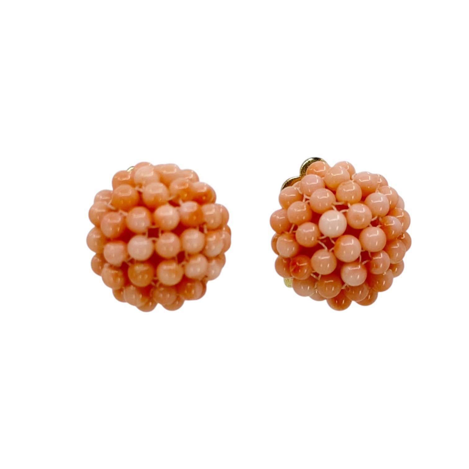 Gold Filled Angel Skin coral domed bead clip on earrings - photo 2