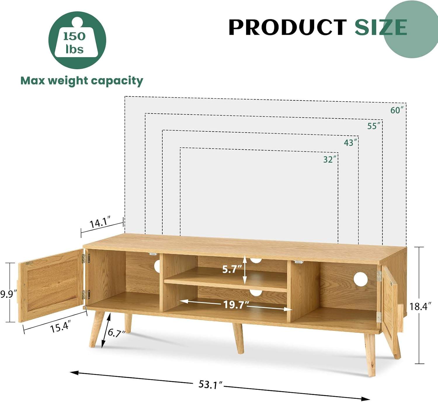Rattan TV console (fits 60-inch TV perfectly) - photo 3