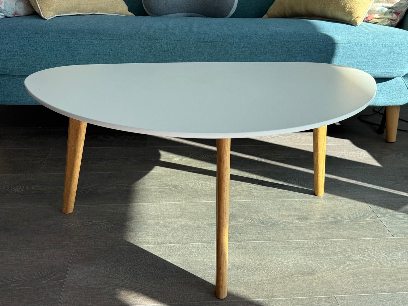JYSK Oval Coffee Table – White Top, Wooden Legs