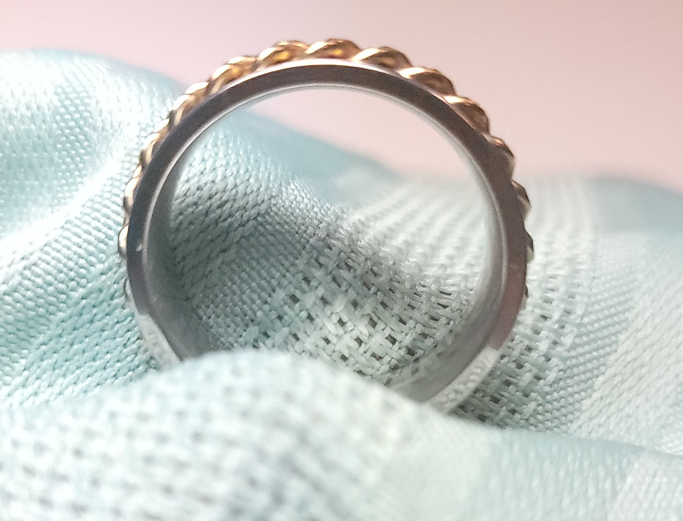 Two Tone Chain Spinner Ring, Gold Silver Stainless Steel Fidget - photo 2