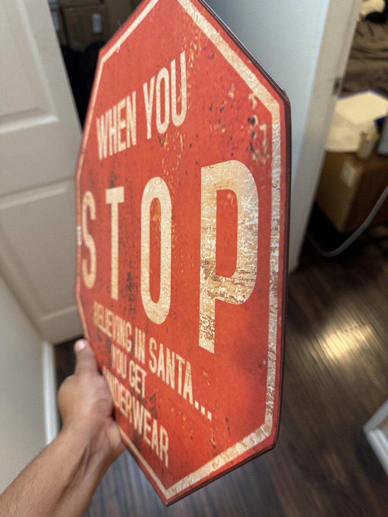 Funny Stop Sign Wall Decor - Santa Underwear Gag Sign - photo 2