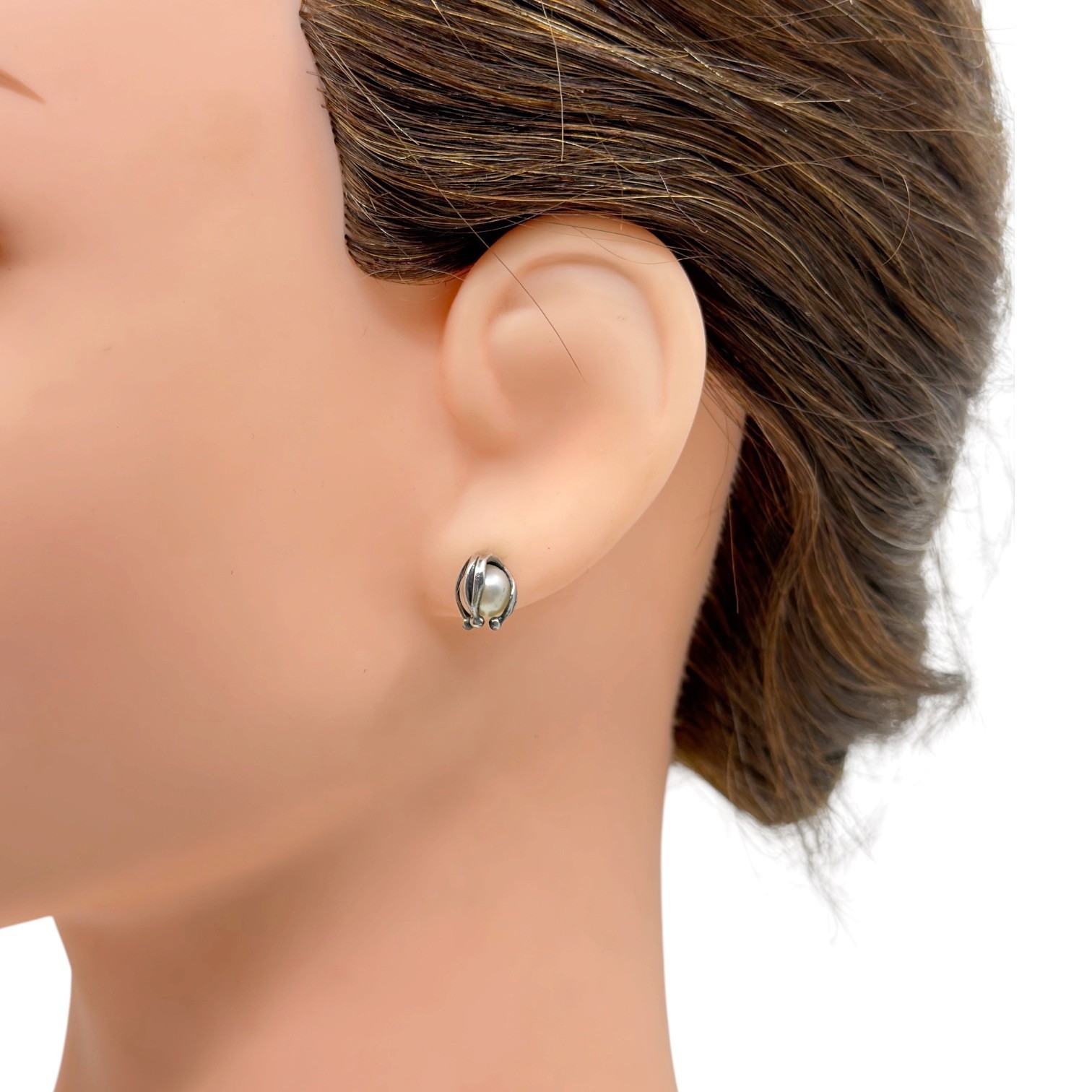 Sterling silver freshwater pearl stud earrings - photo 3