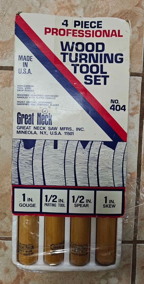 Vintage Great Neck Wood Turning Lathe Chisel Tool Set (4pc)