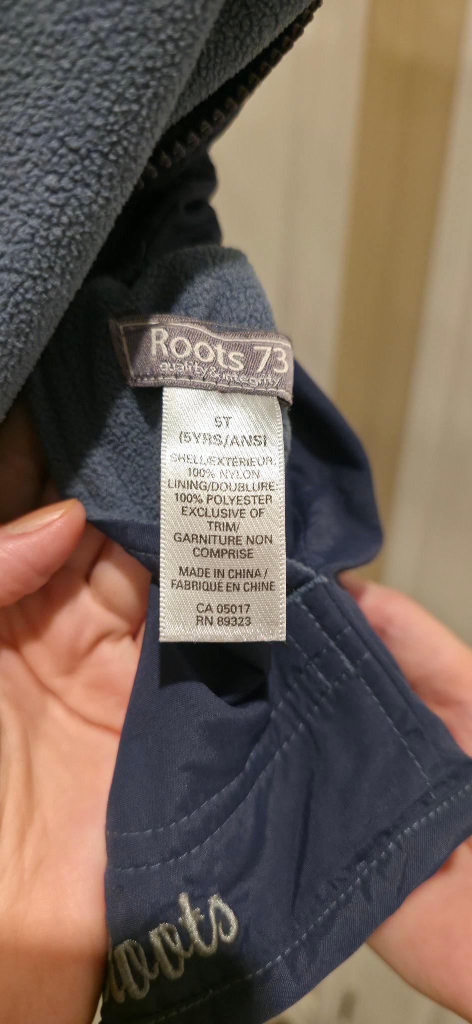 Kids Roots 73 reversible hooded jacket size 5T, navy - photo 5