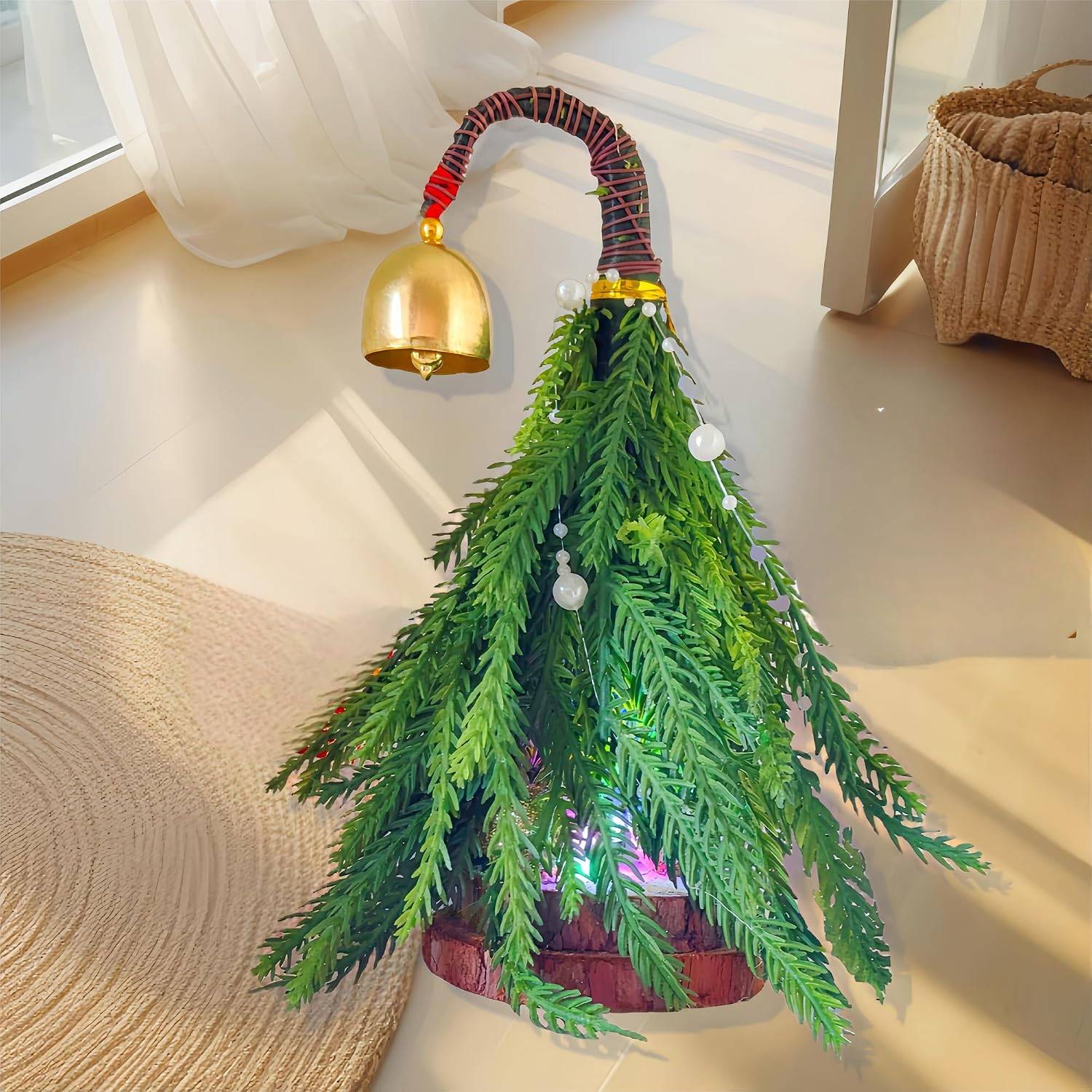 Brand New Mini Desktop Christmas Tree with Lights & Bells (20cm)