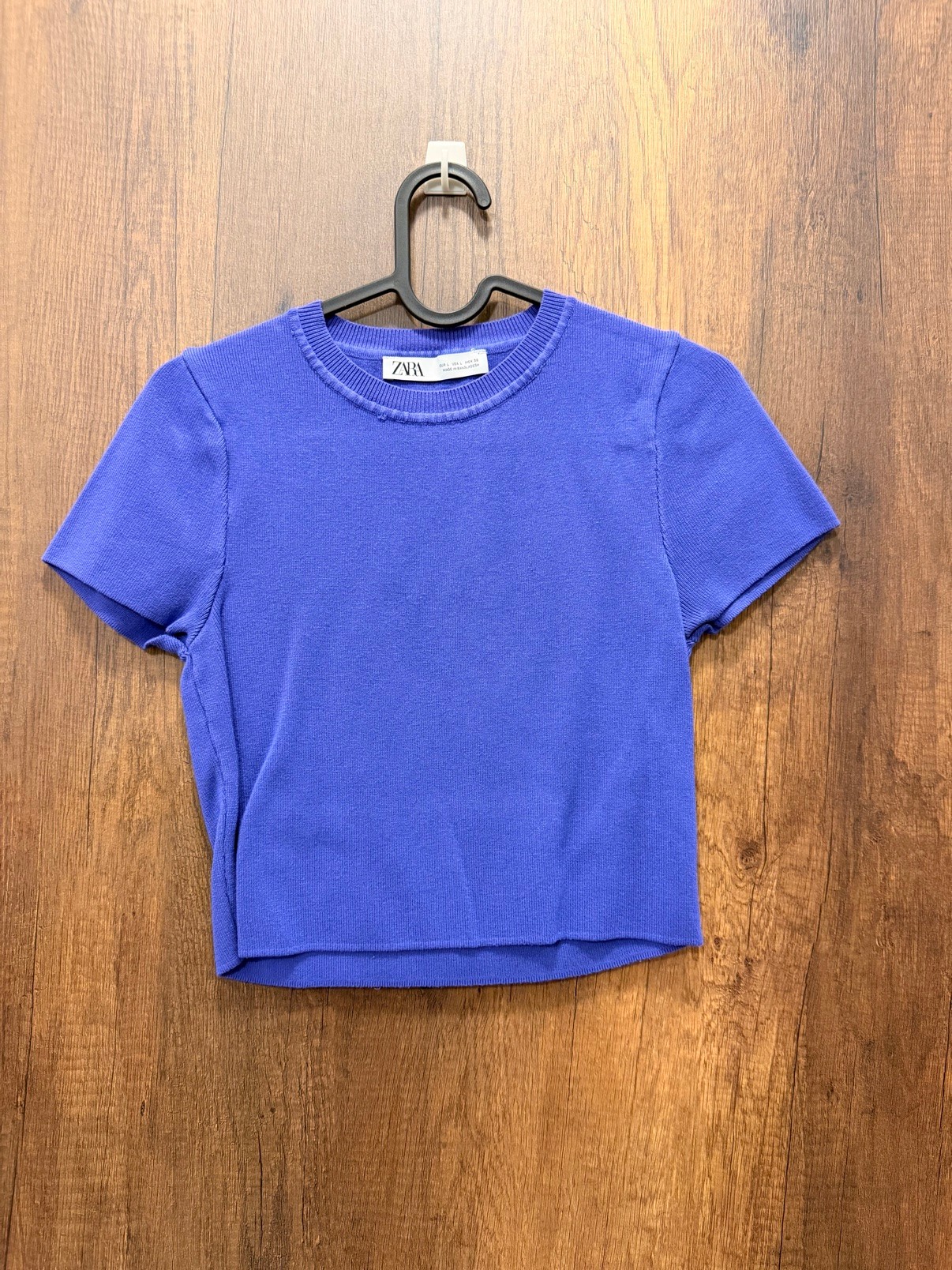 Zara Periwinkle-Blue Crew-Neck Knit Top, Size L