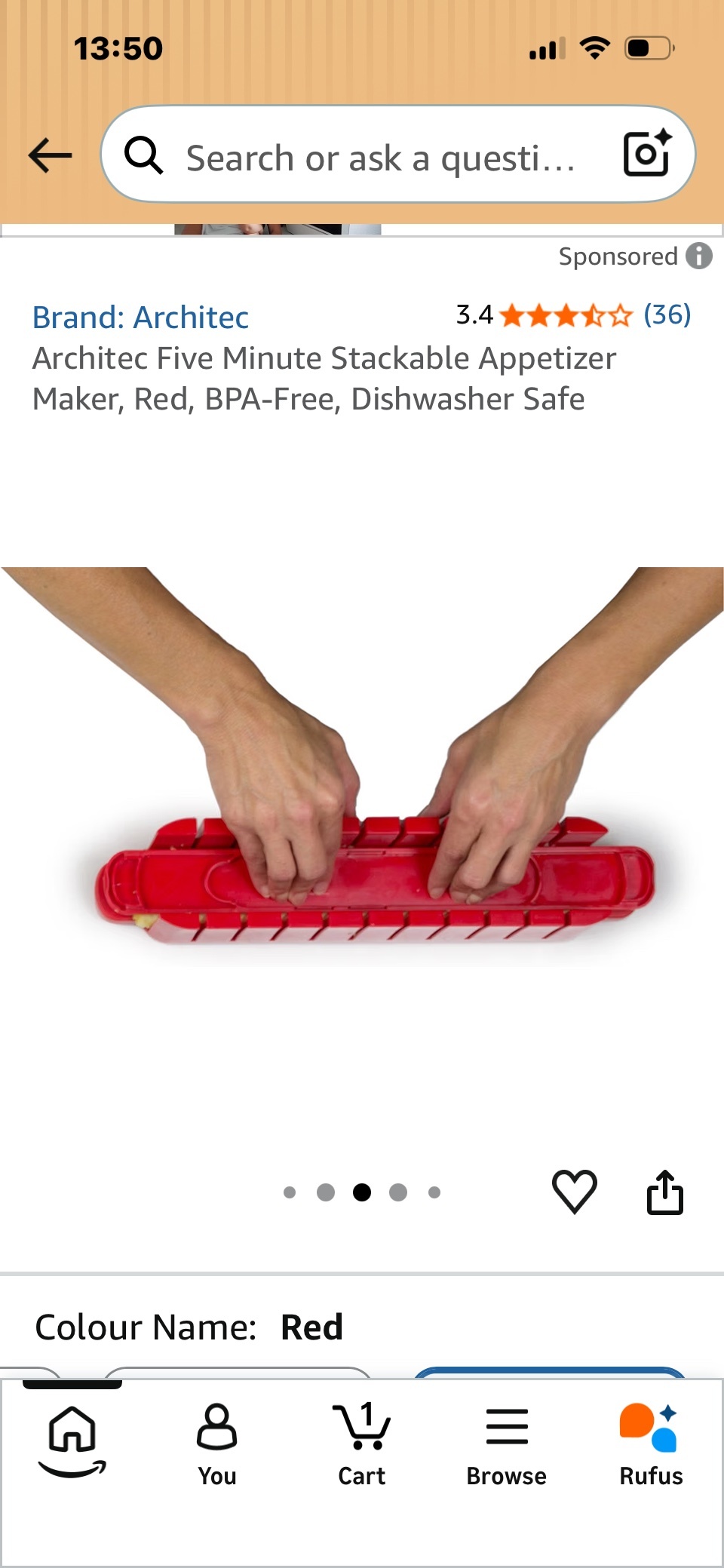 Architec 5-Minute Stackable Appetizer Maker - Red, New (No Box)