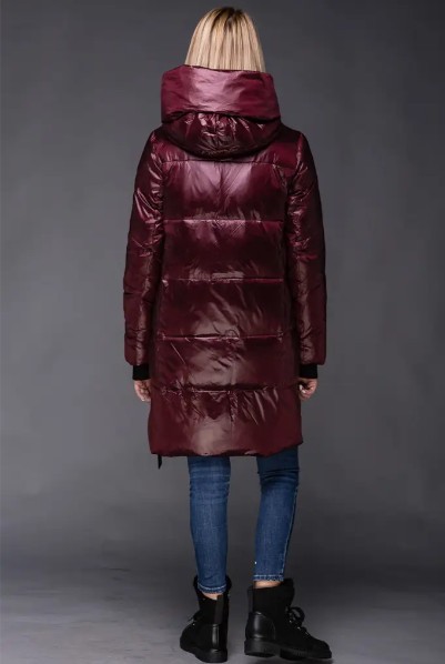 Women's Burgundy Mid-Length Puffer Coat - photo 2