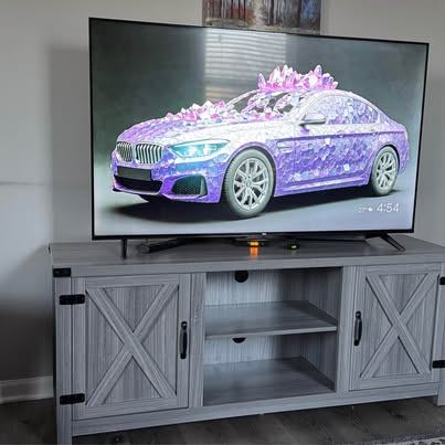 Assembled Wood TV Stand Entertainment Center Gray