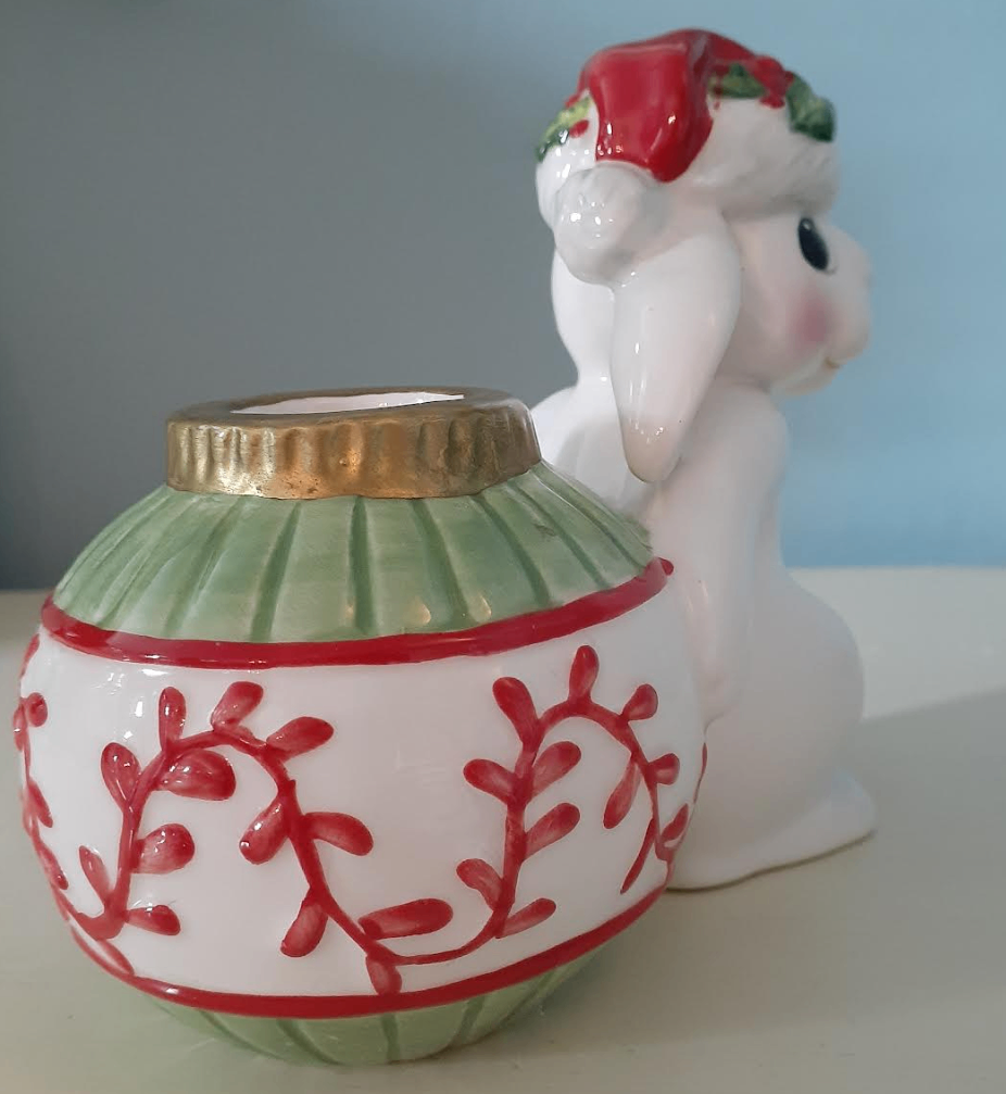 Vintage 1989 Fitz & Floyd Christmas Bunny Blooms Candle Holder - photo 4