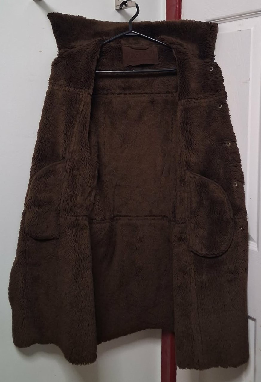 Roxy Vintage Brown Suede Sherpa Longlined Coat Made in Korea - photo 4
