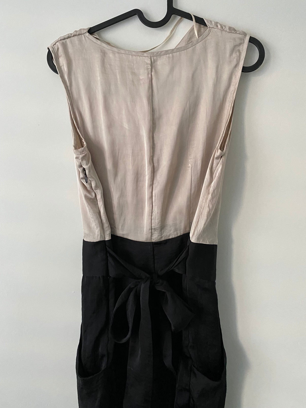 Allen Solly Beige-and-Black Two-Tone Dress, Size M