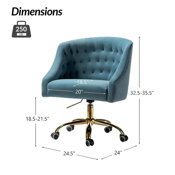 Turquoise Velvet Desk Chair - photo 4