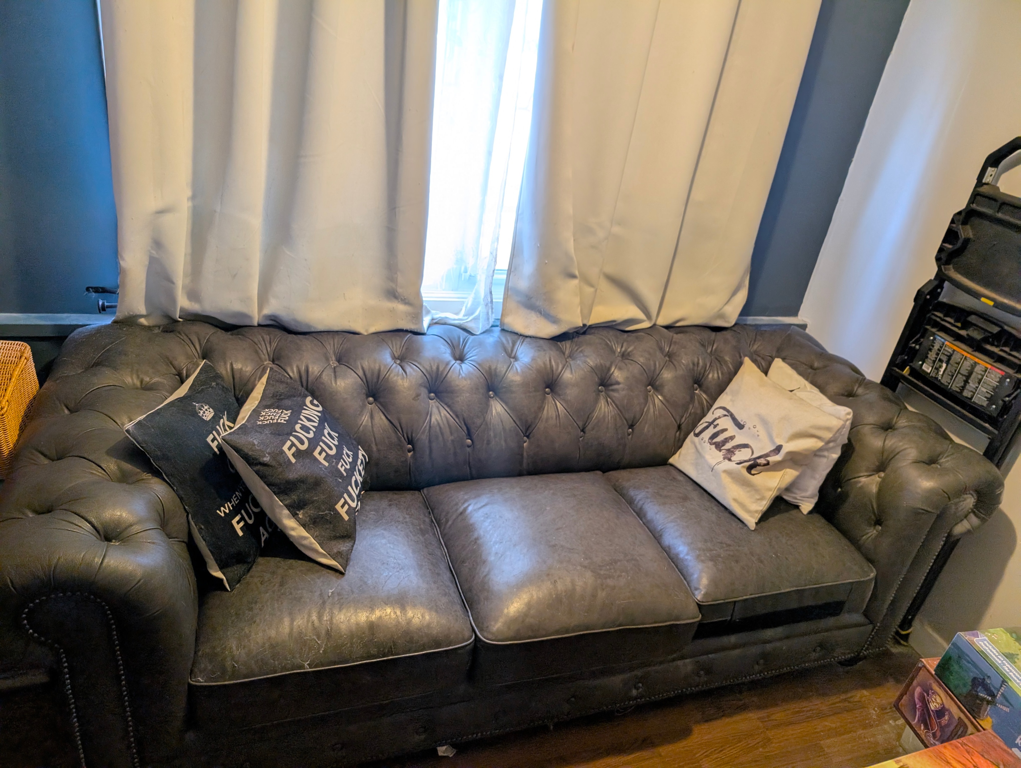 Leather couch, leather sofa- Dark Grey - Set of 2