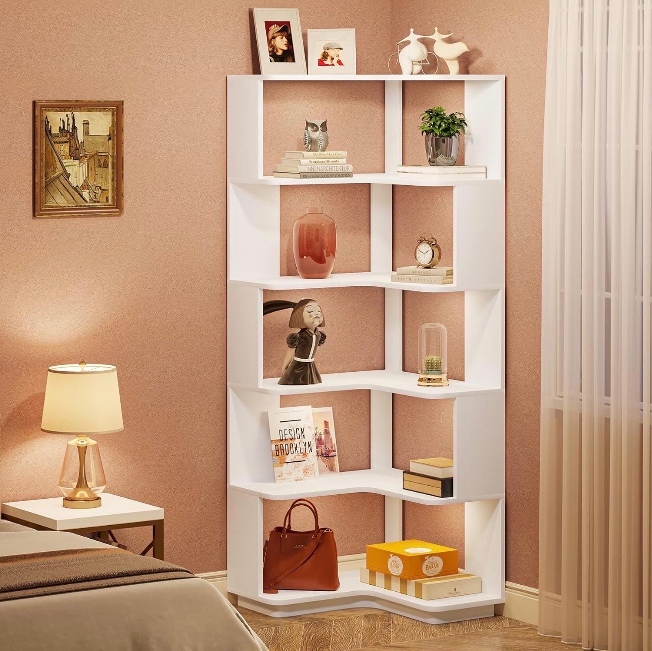 65" White 5-Tier Corner Bookshelf – Brand New - photo 3