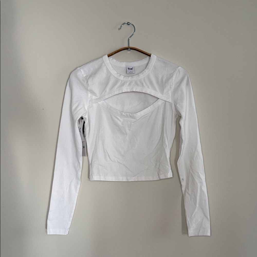 BNWT TNA White Cut-Out Long Sleeve Crop Top