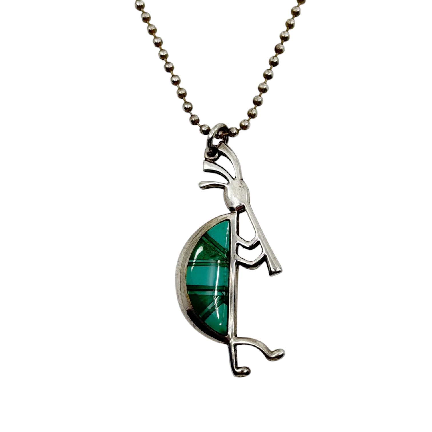 Navajo Sunburst Teme sterling silver Turquoise Kokopelli pendant