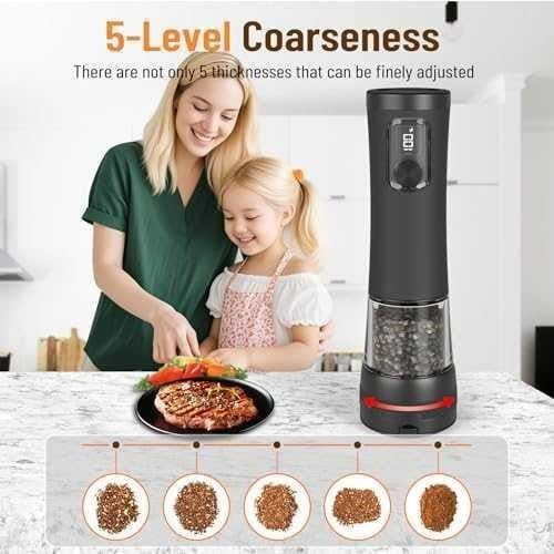 Electric Salt & Pepper Grinder Set — Black, Rechargeable - photo 3