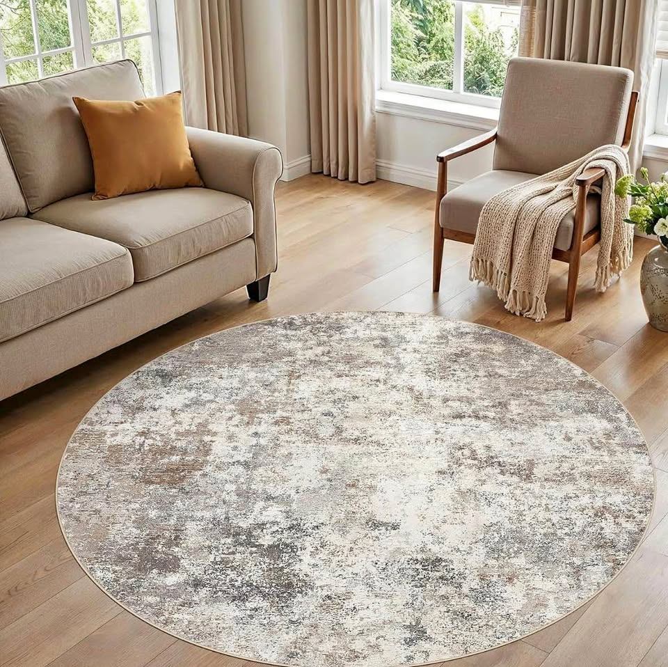 New 6ft Round Area Rug Carpet Washable Low Pile