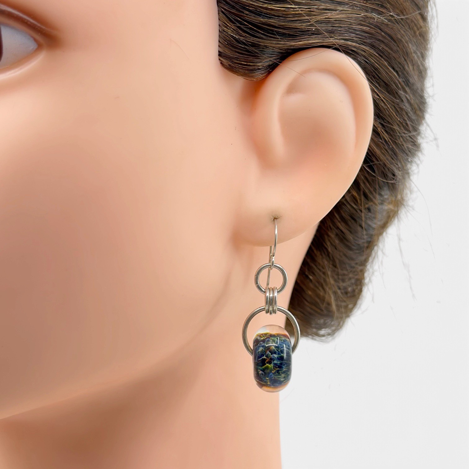 Sterling silver Lamp work borosilicate glass bead earrings - photo 3