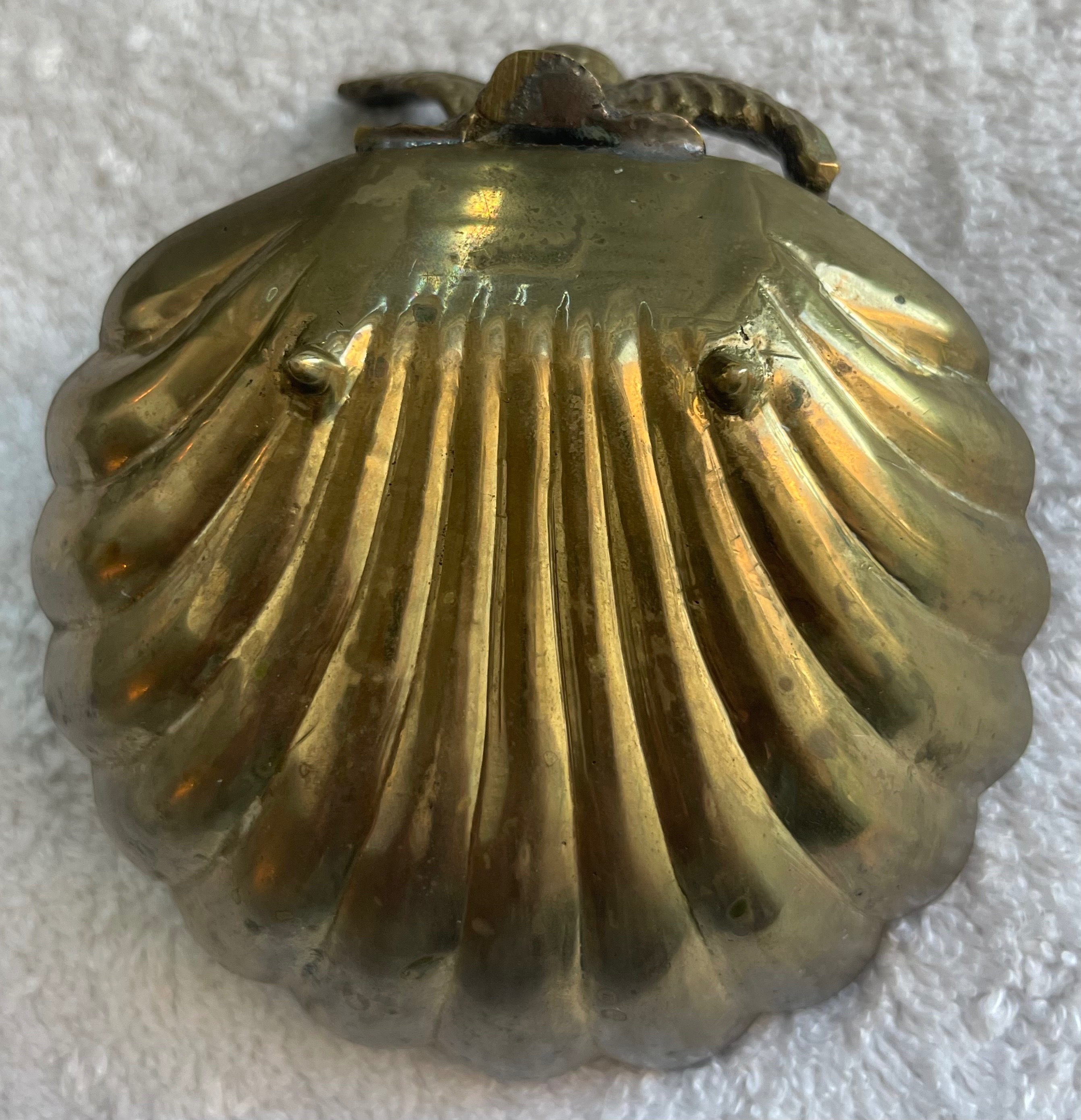 Vintage Brass Owl Scallop Shell Trinket Dish - photo 4