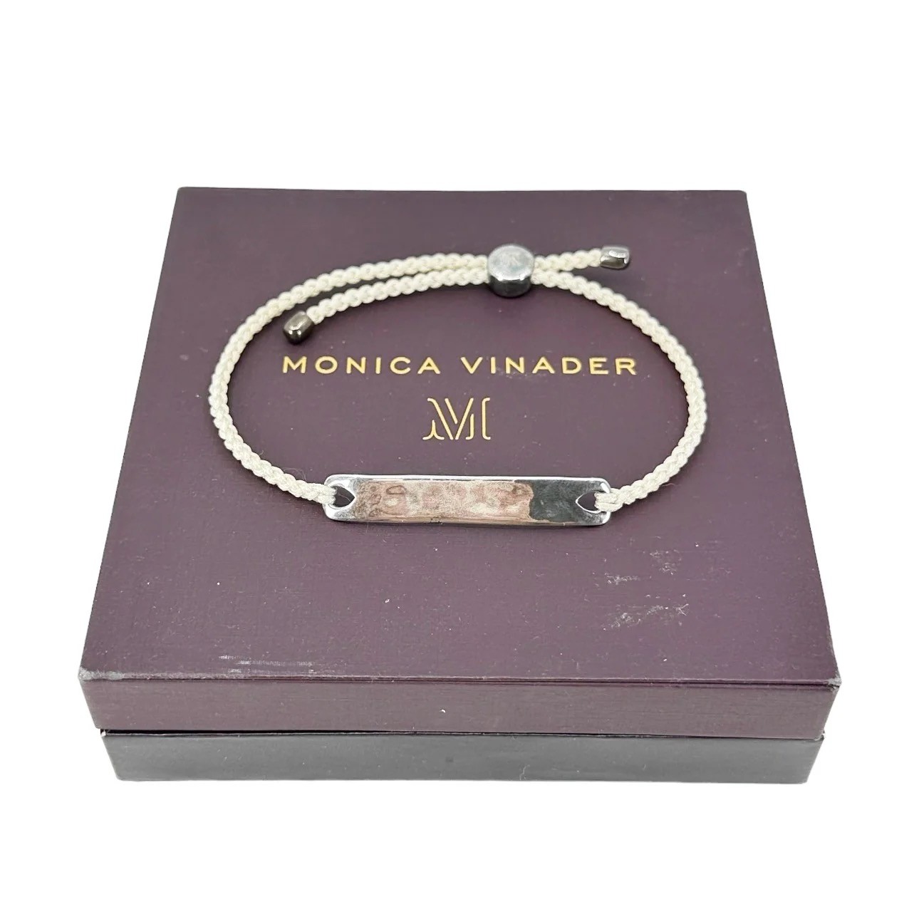 Monica Vinader sterling silver cord My Faith adjustable bracelet
