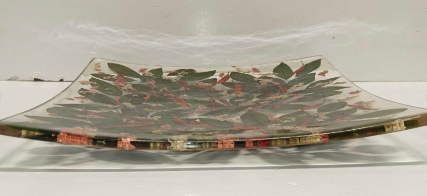 Decorative Glass Tray with Pressed Botanical Design - photo 4
