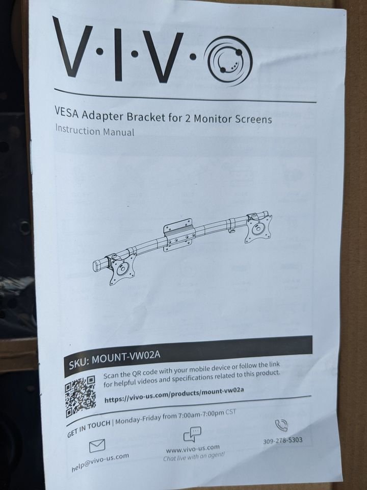VIVO Dual VESA Adapter, Horizontal Assembly Mount for 2 Monitor - photo 2