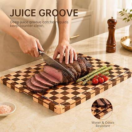 Walnut Checkered Wooden Chopping Board - photo 3