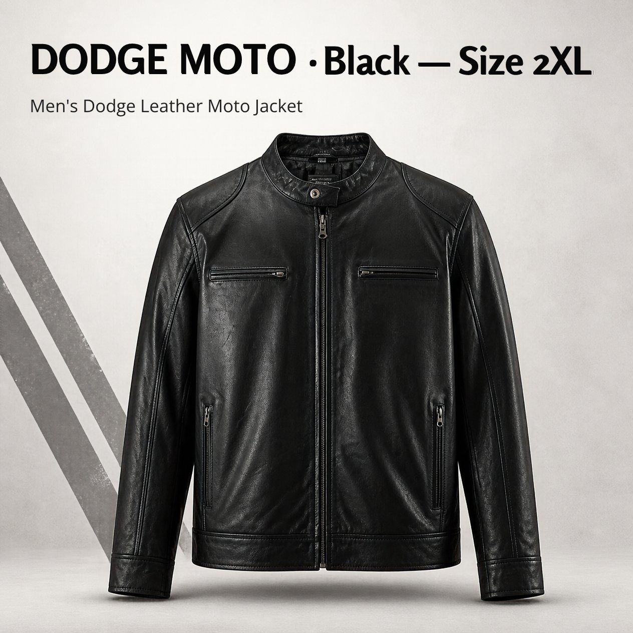 JKT-063 — Men's Dodge leather moto jacket — brand new, size 2XL