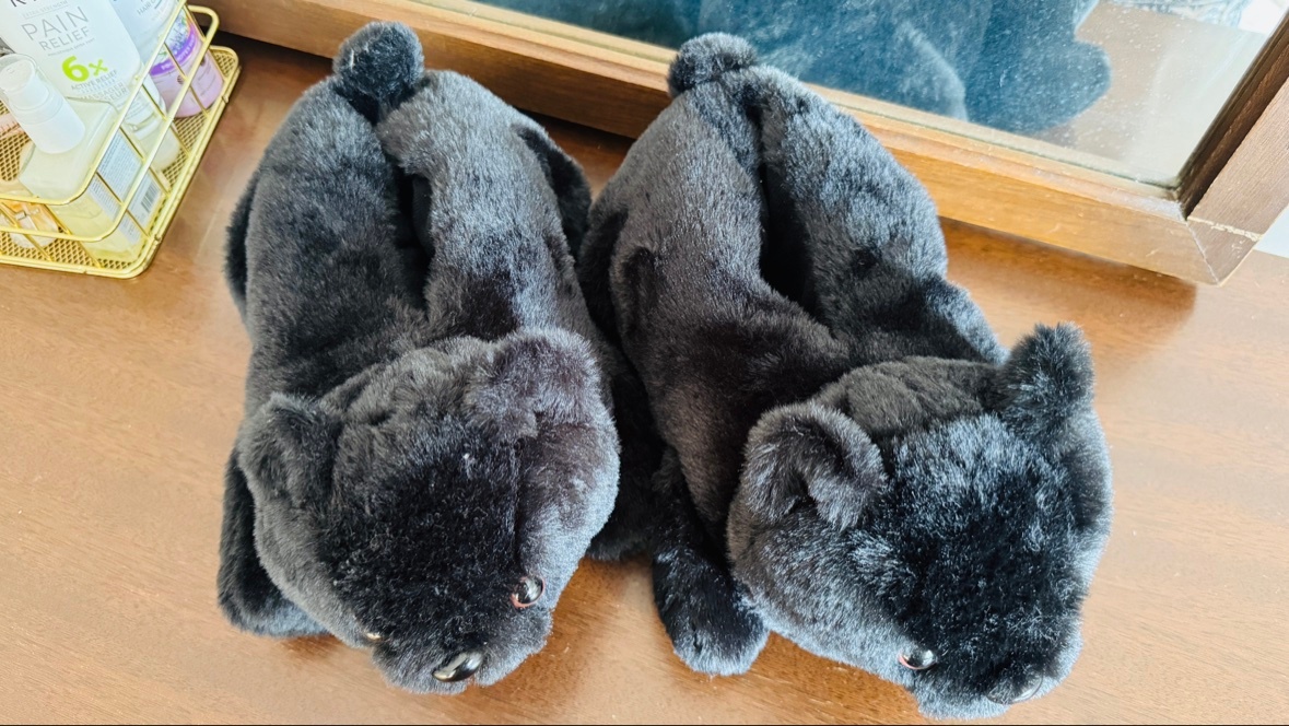 Women's Fuzzy Slippers Size S - Black Cat, New - photo 4