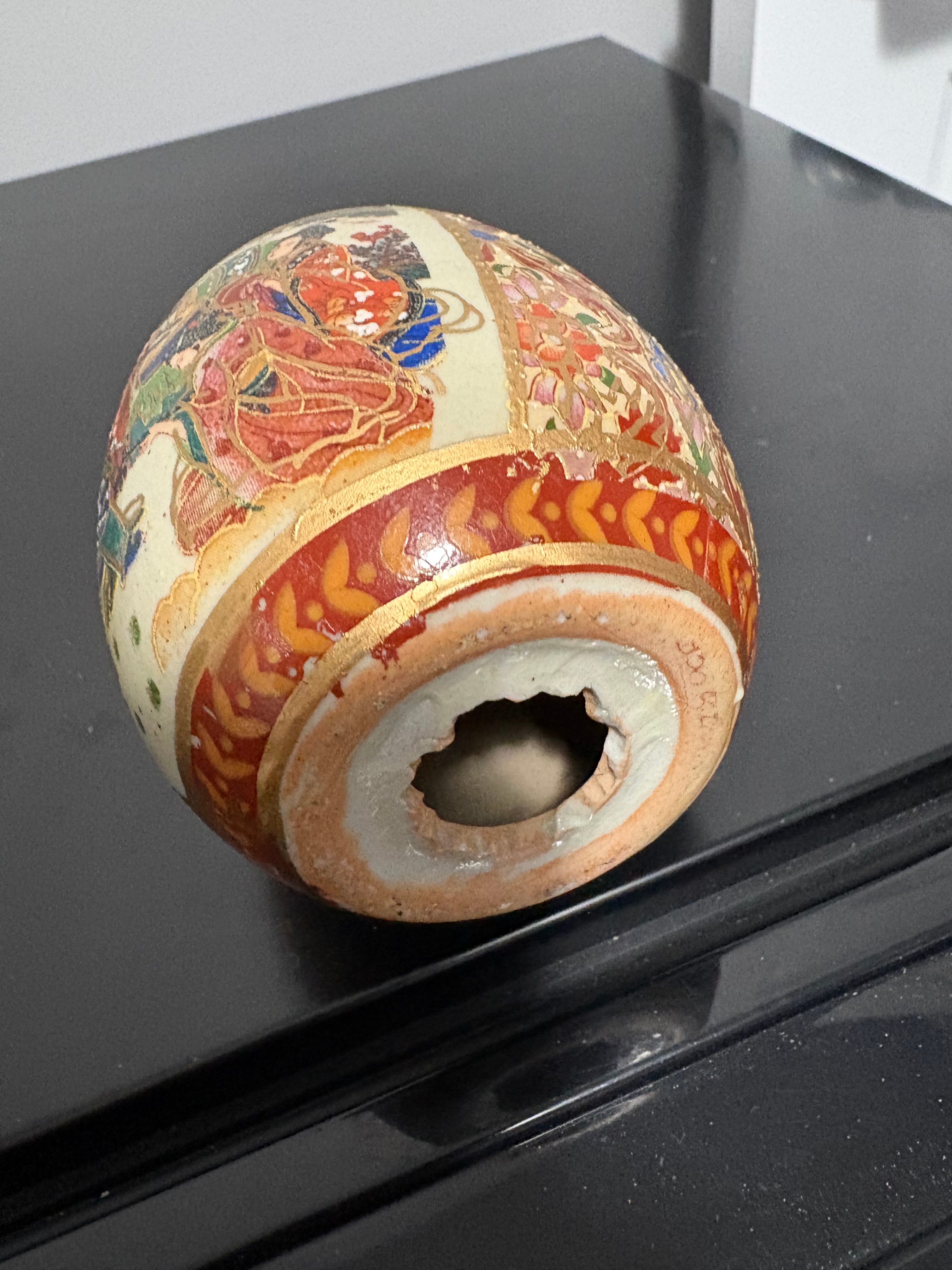 Vintage Japanese Satsuma Earthware Egg Ceramic Ornament - photo 4