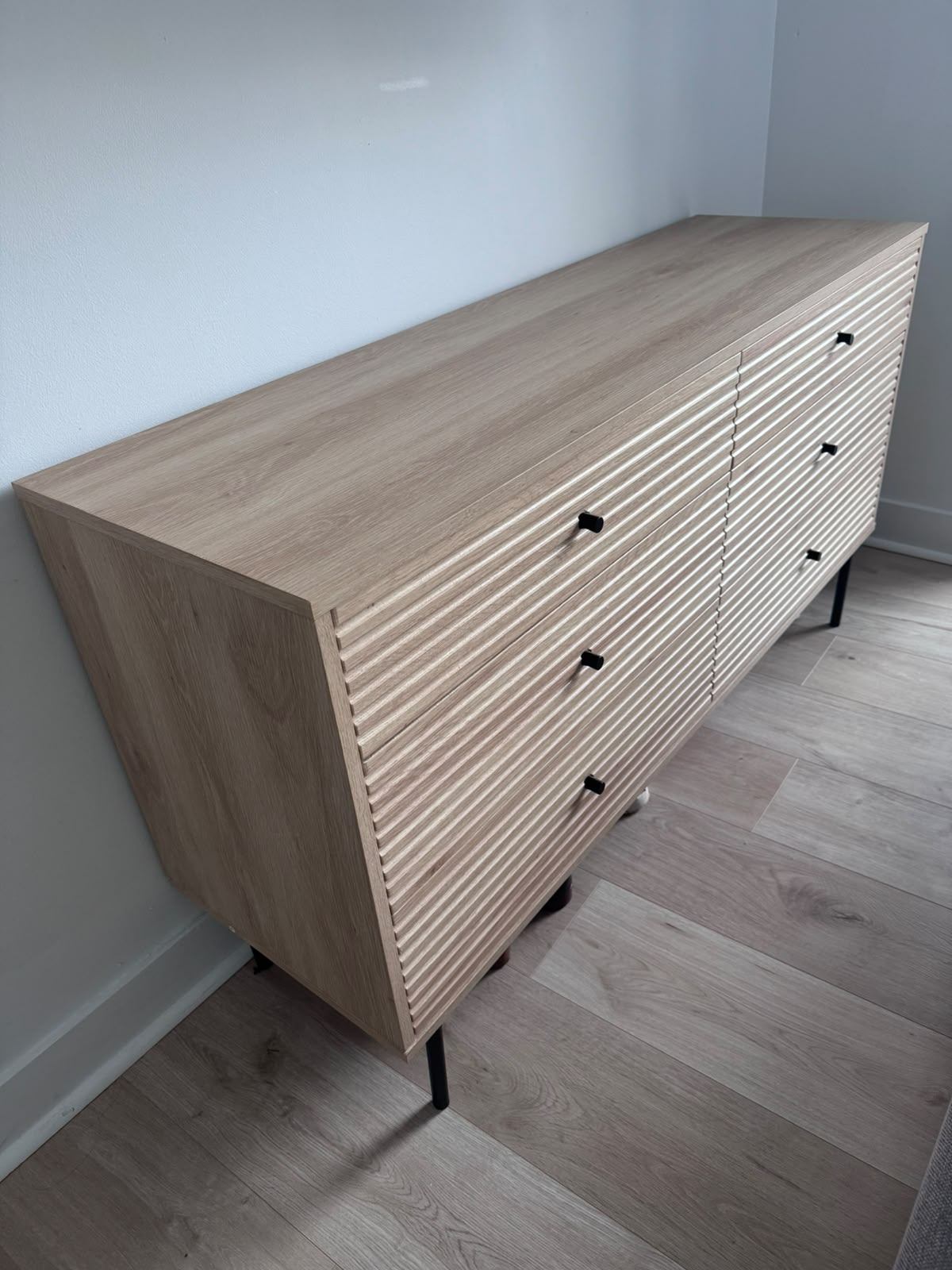 6 Drawer Chest Credenza Oak Finished