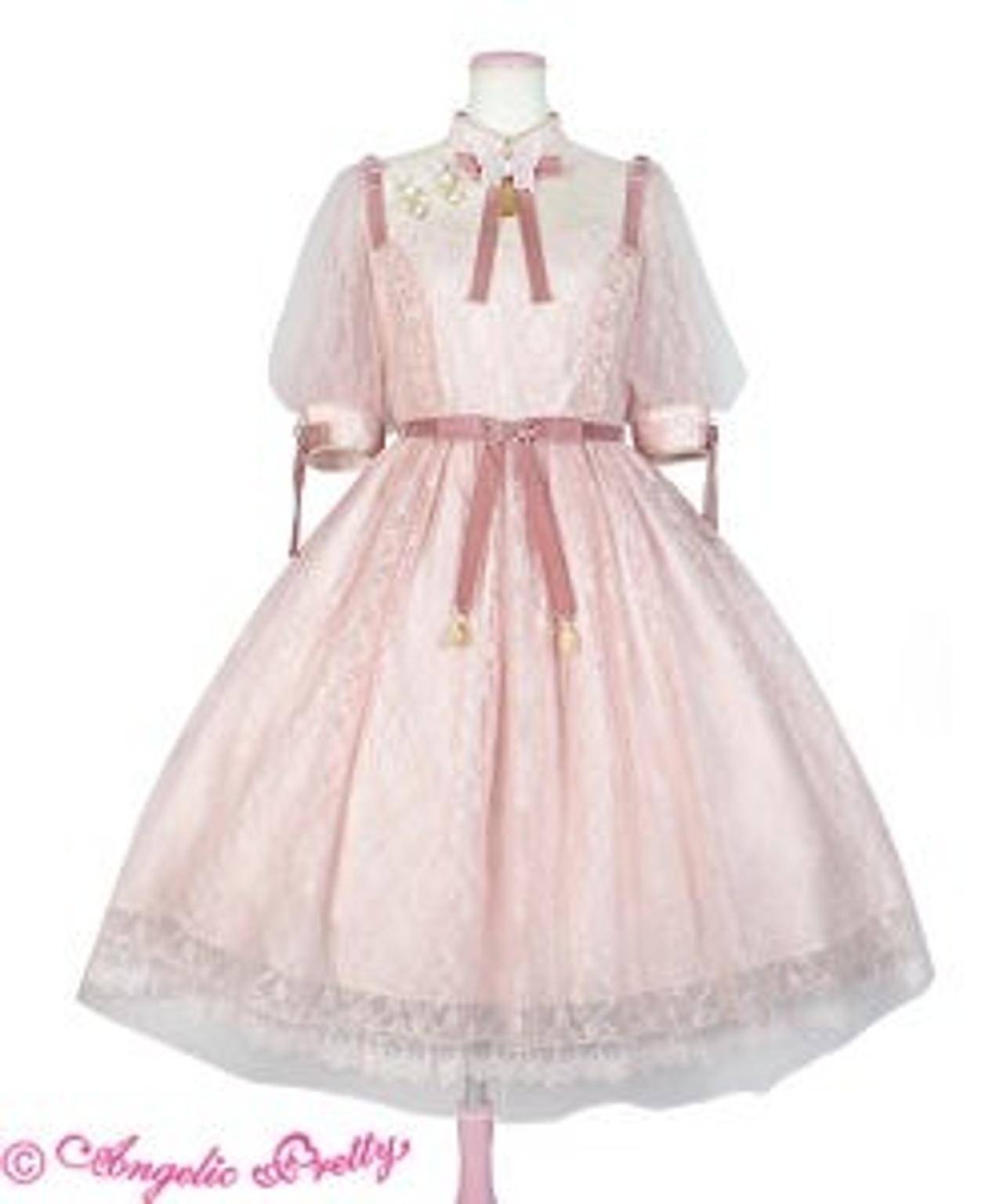 Angelic Pretty Shanghai Doll OP Pink Lace Pearl - Size S