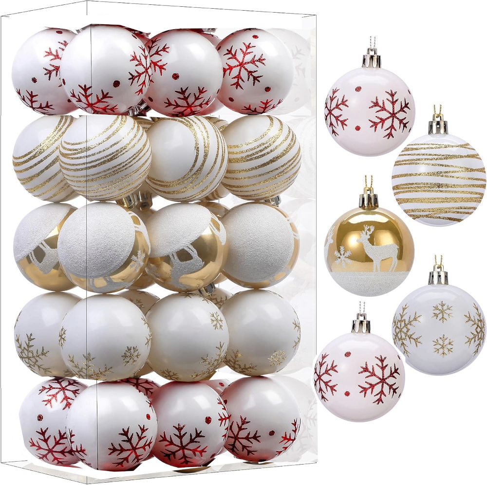 Brand New SHareconn Christmas Ornaments - White Theme: 30 Pieces